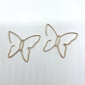 Big Butterfly Wire Hoops in Gold Tone